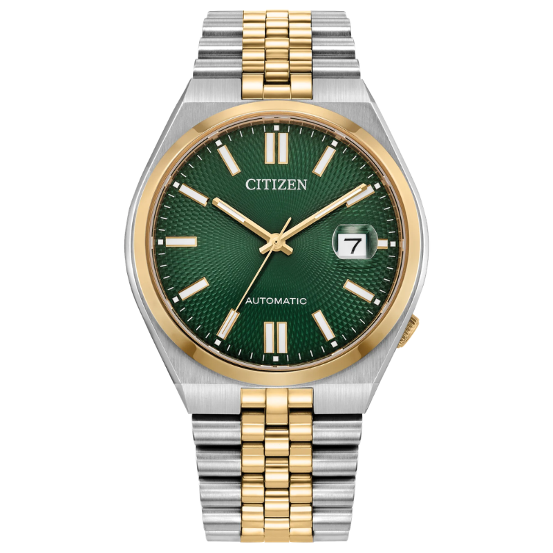 Citizen TSUYOSA 60 NK0024-54X verde acero bitono reloj contemporáneo