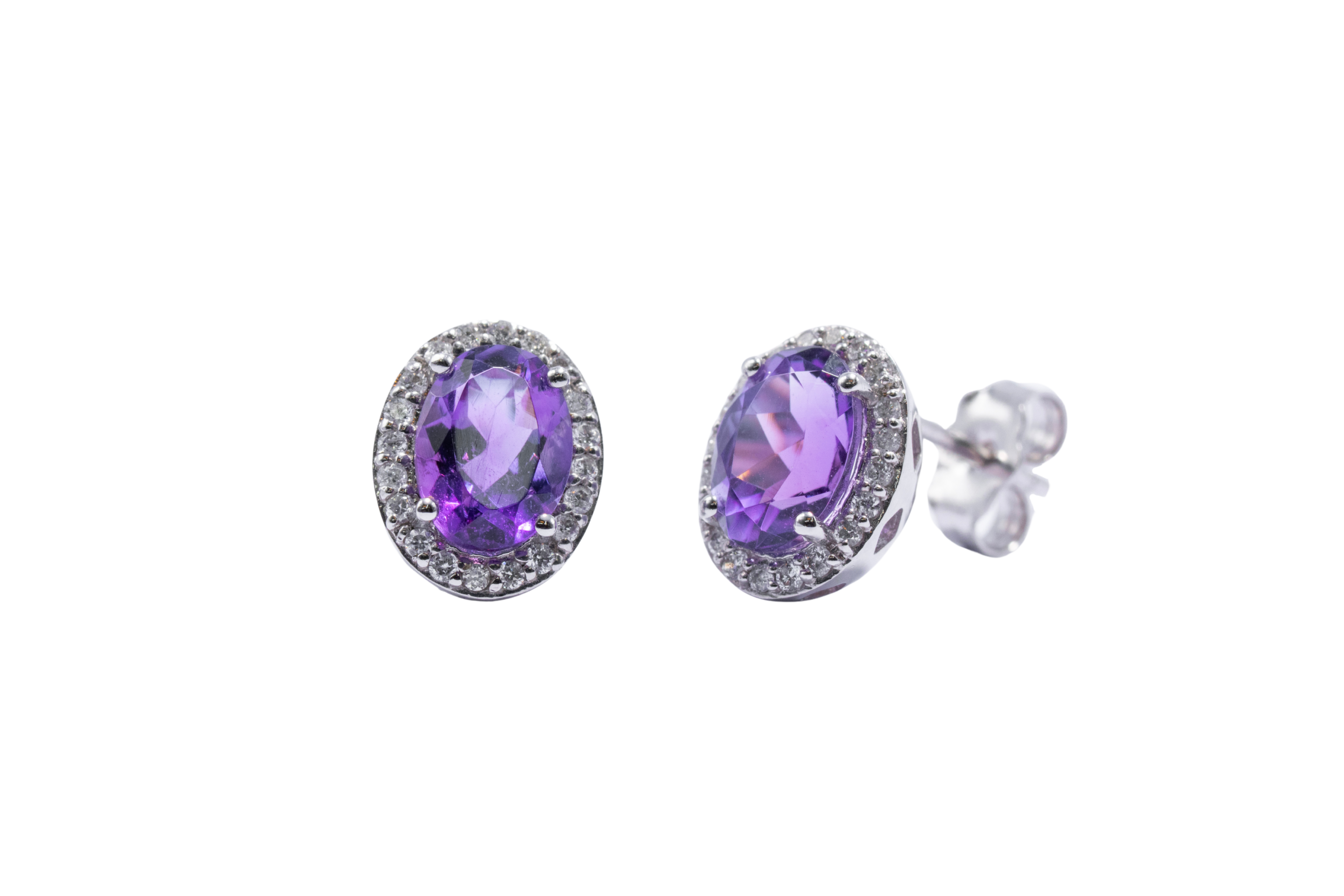 ARETES AMATISTA HALO DIAMANTE