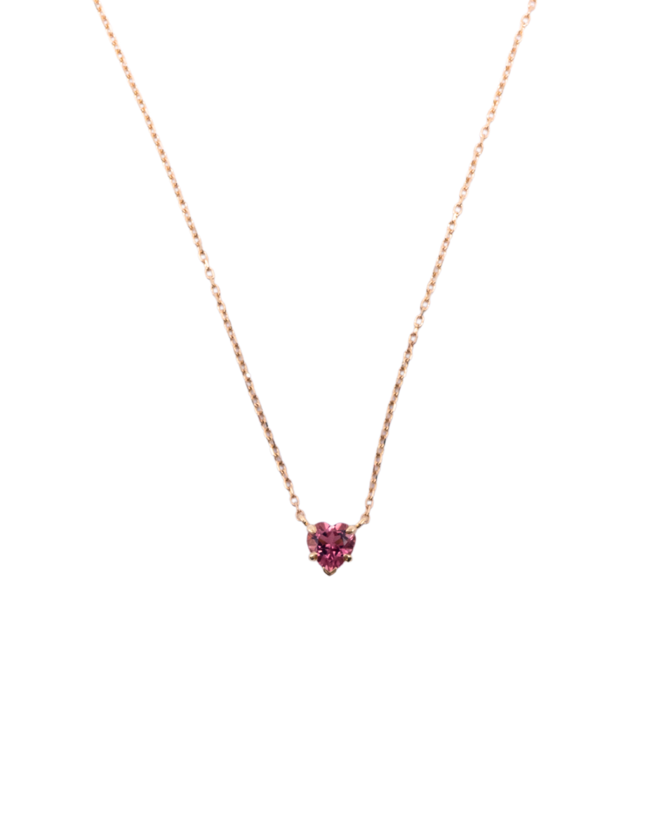 Onore collar solitario de turmalina rosa natural en oro amarillo 14K estilo contemporáneo