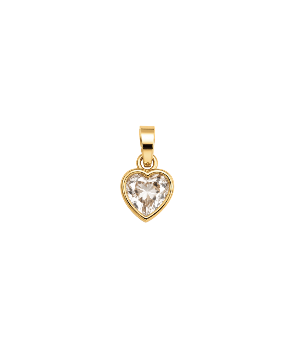 Dije Corazón con Zirconia Transparente en Oro Amarillo 10K