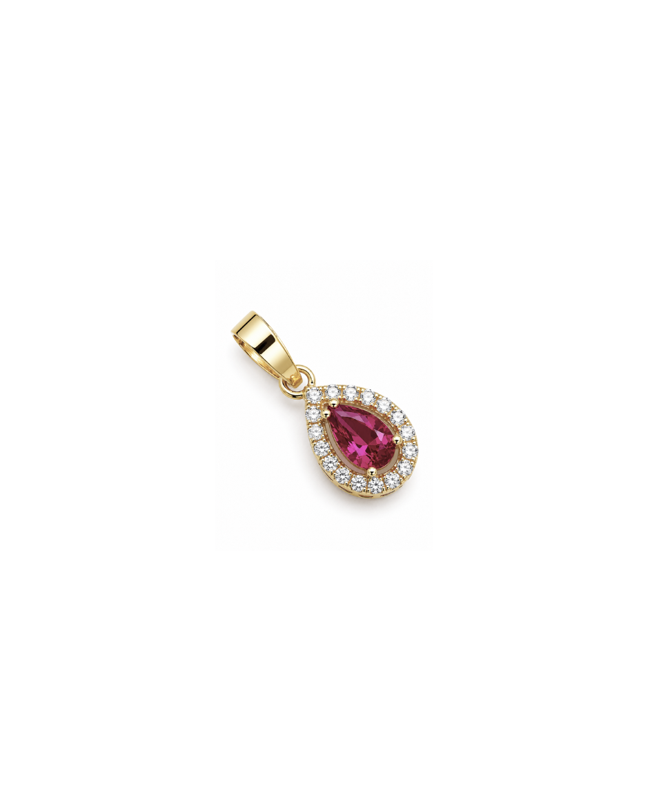 Dije Gota (Lágrima) con Zirconia Roja en Oro Amarillo 10K