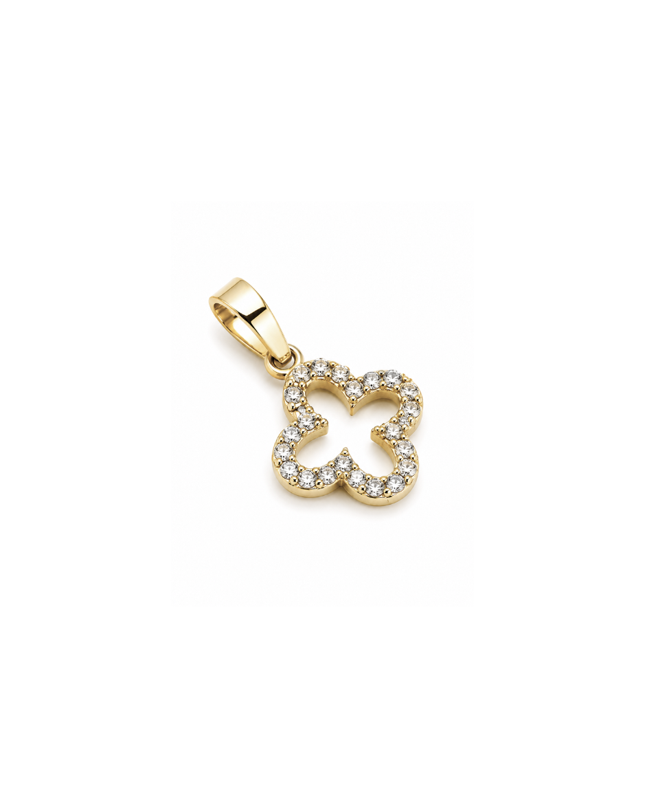 Dije Trébol de 4 Hojas con Zirconias en Oro Amarillo 10K