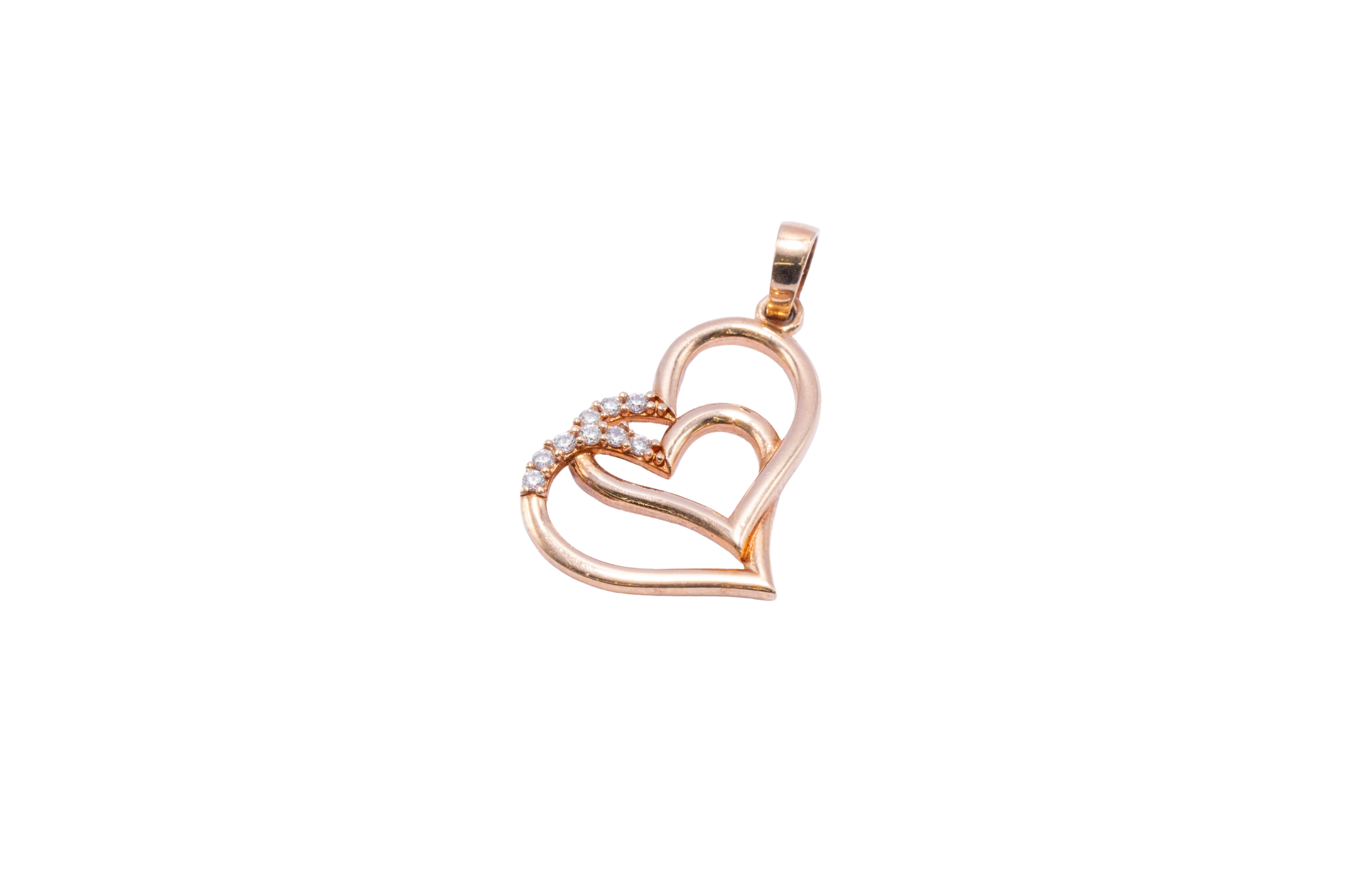 CORAZONES ORO ROSA DOBLE CIRCONIA