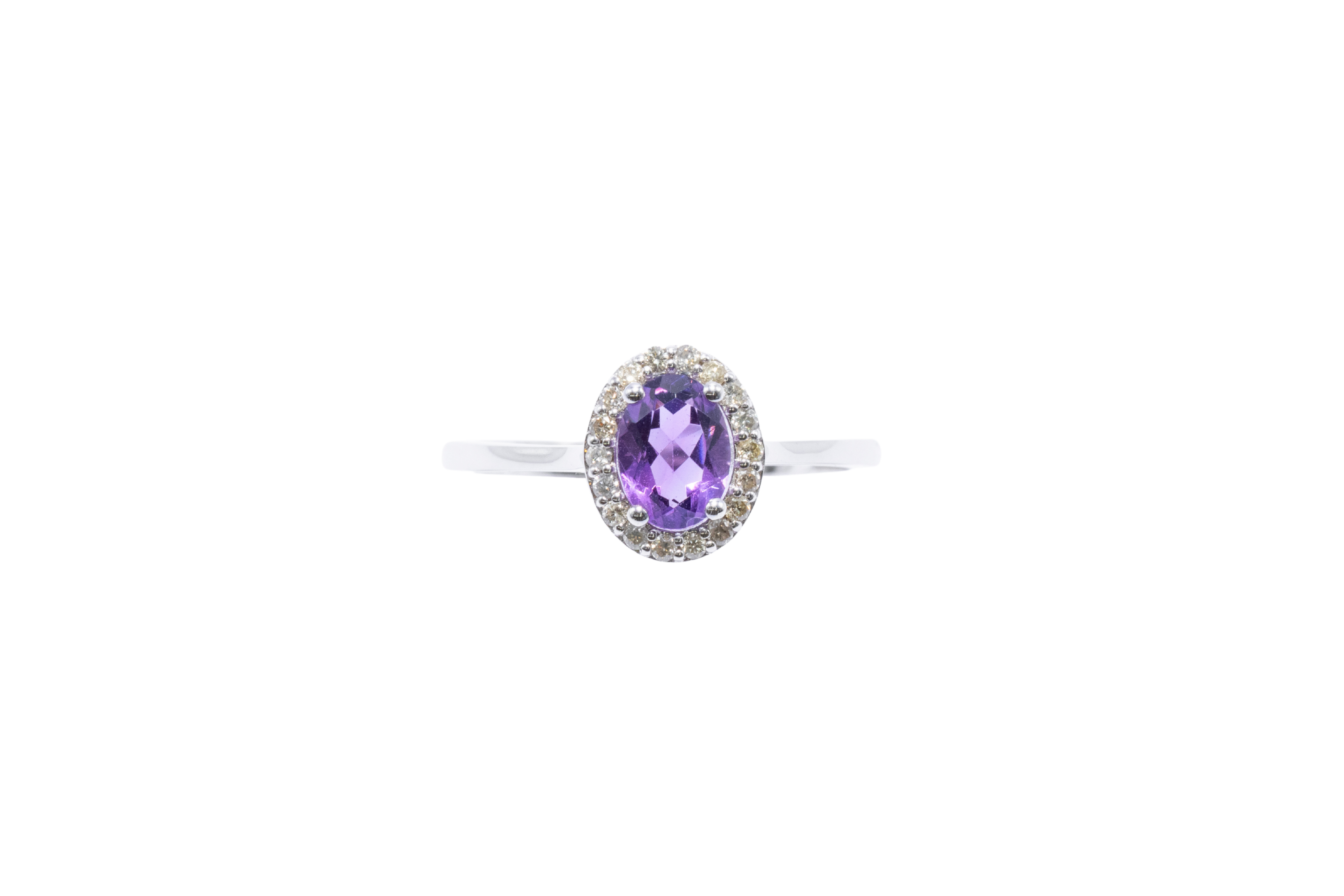 ANILLO AMATISTA HALO DIAMANTES