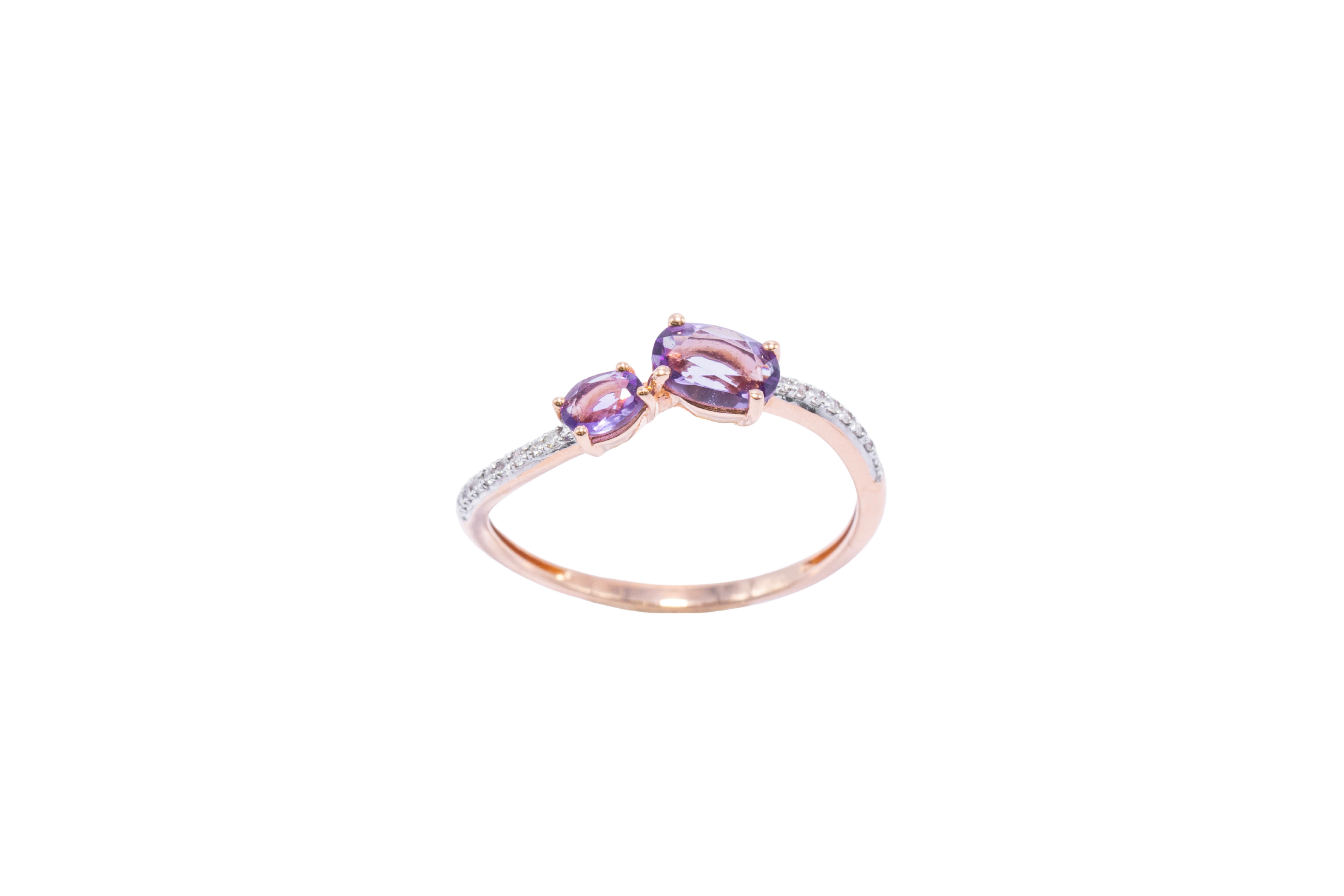 ANILLO DOBLE AMATISTA Y DIAMANTES