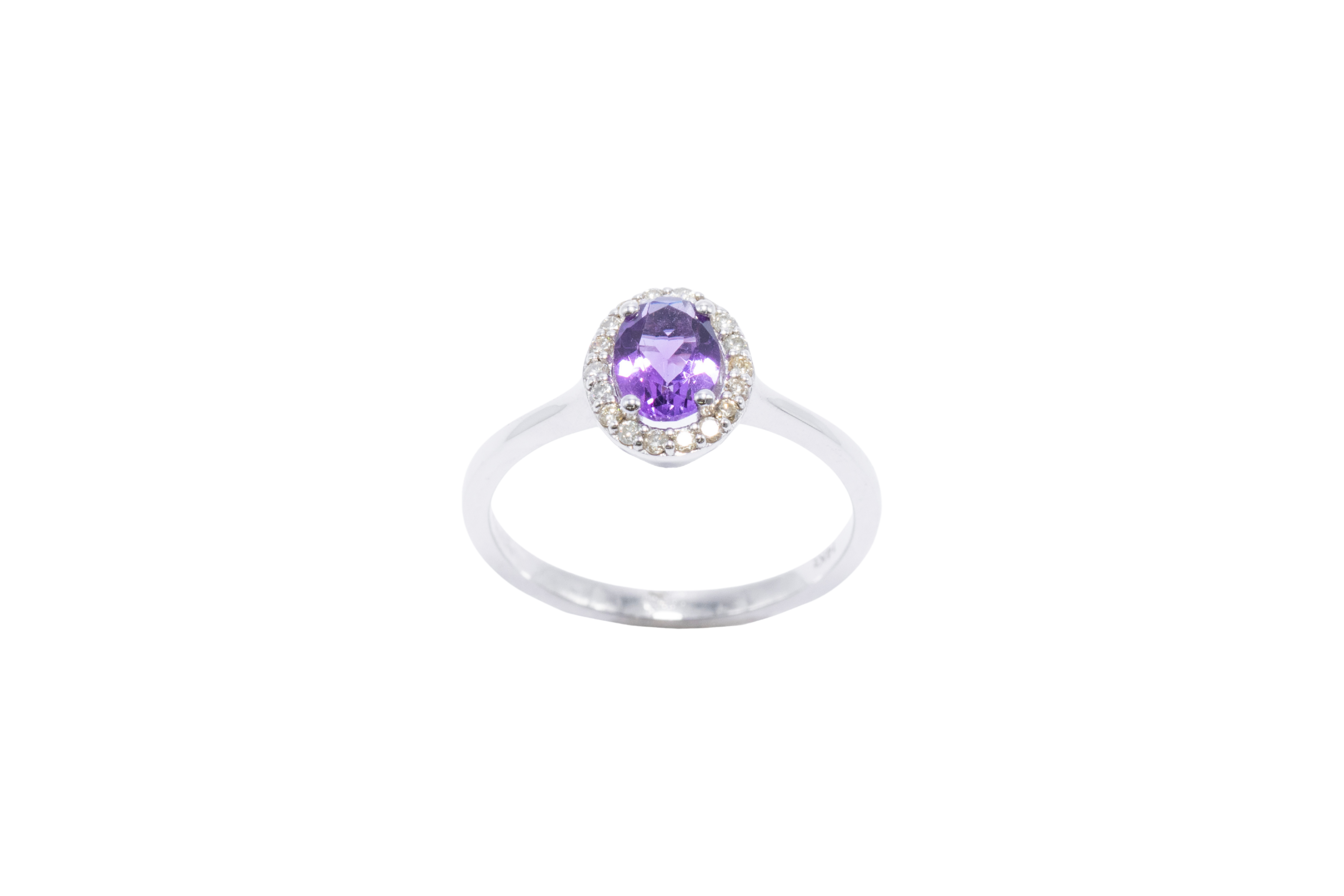 ANILLO AMATISTA HALO DIAMANTES