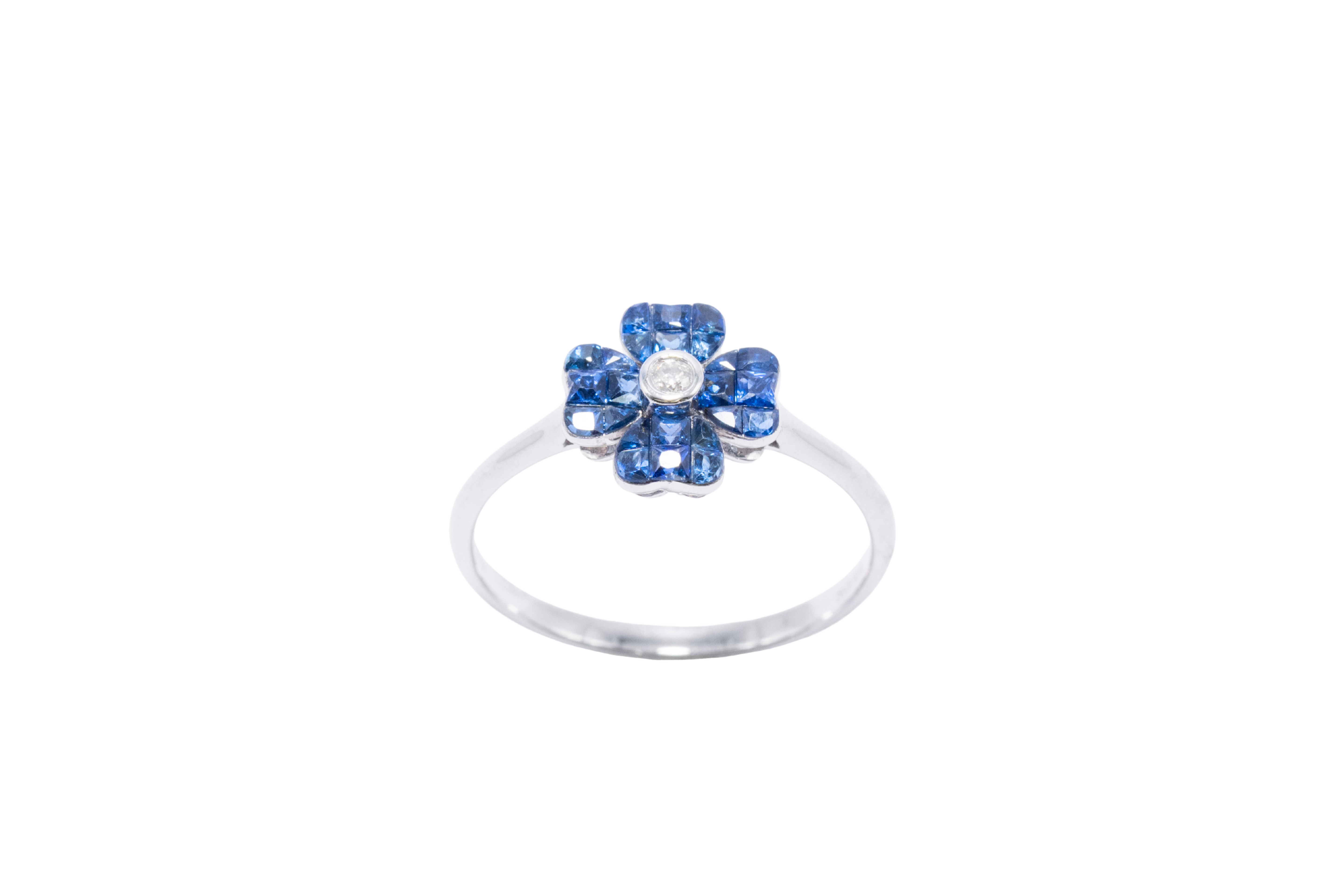 ANILLO CLOVER ZAFIRO Y DIAMANTE