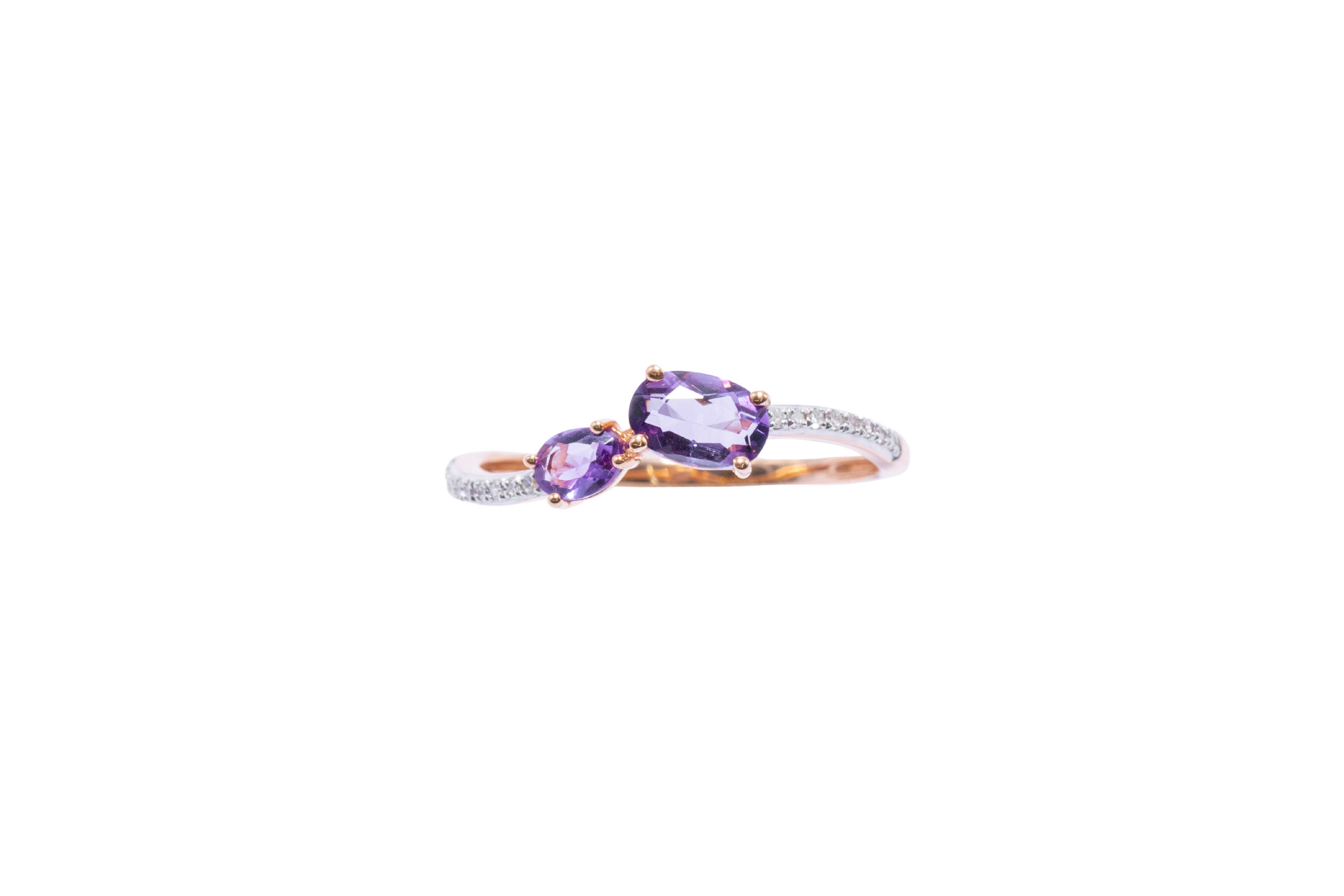 ANILLO DOBLE AMATISTA Y DIAMANTES