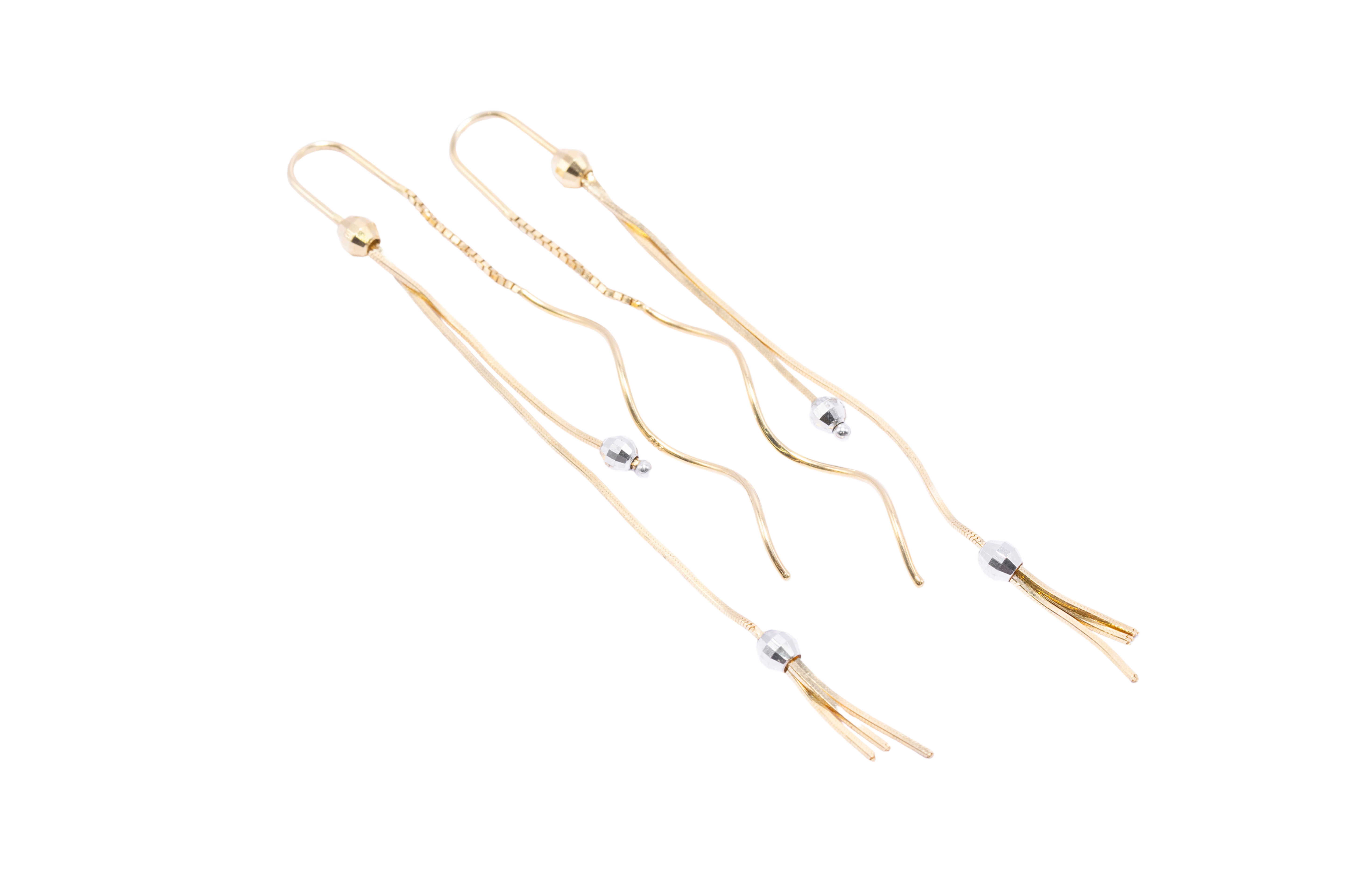 ARETES LARGOS BOLITAS DIAMANTADAS
