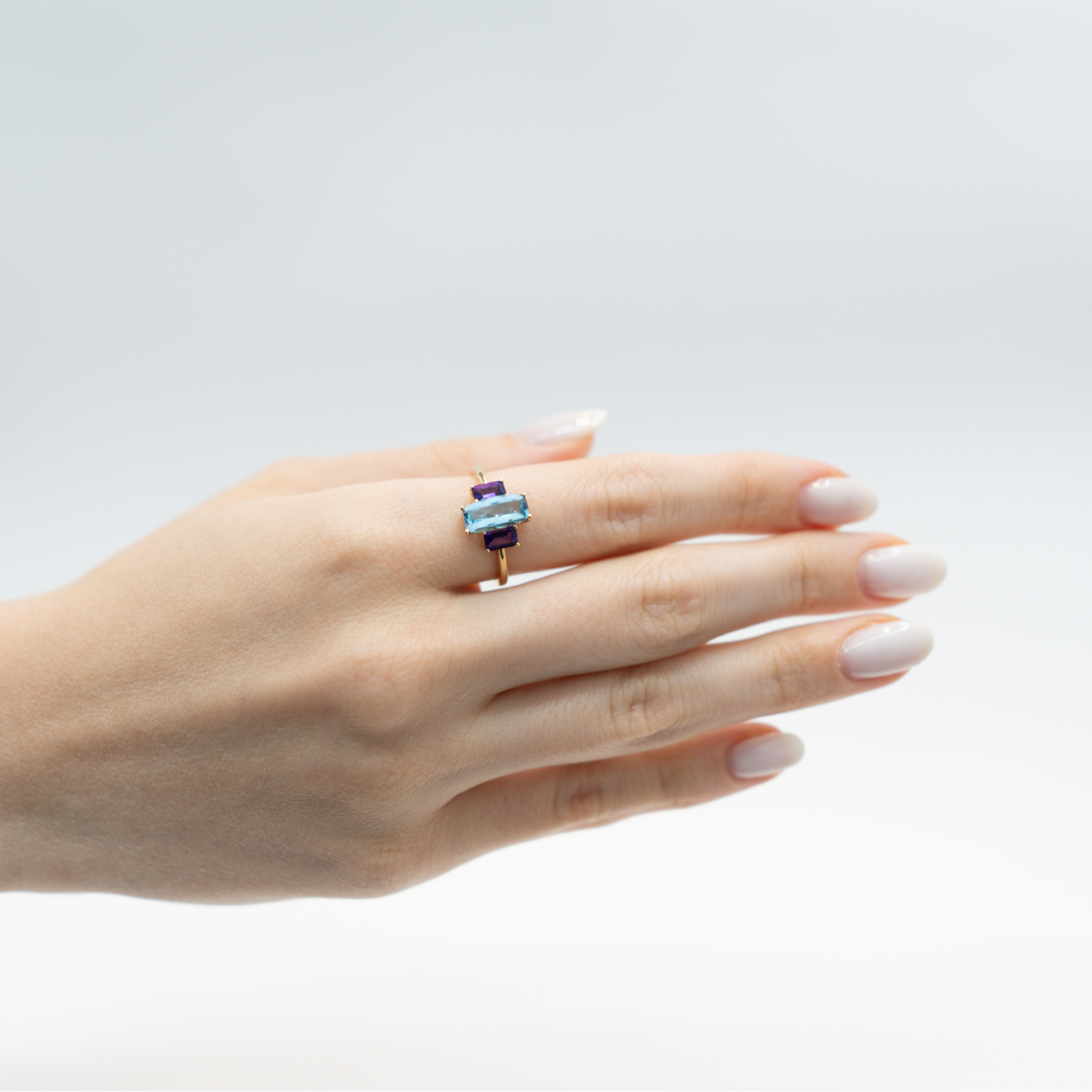 ANILLO TOPACIO Y AMATISTA